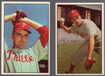 1953 Bowman Color Baseball- 2 Diff Phillies