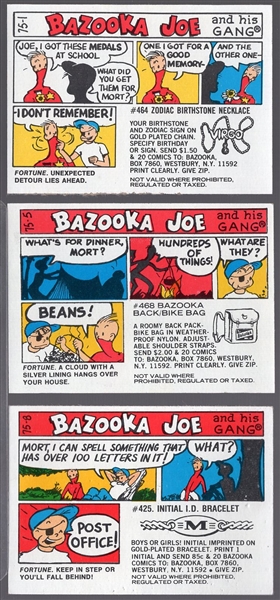 1970’s-80’s “Bazooka Joe and his Gang” Comic Puzzle Cards- 25 Asst.