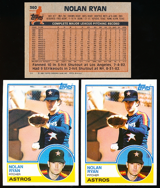 Lot Detail - 1983 Topps Baseball- #360 Nolan Ryan, Astros- 12 cards