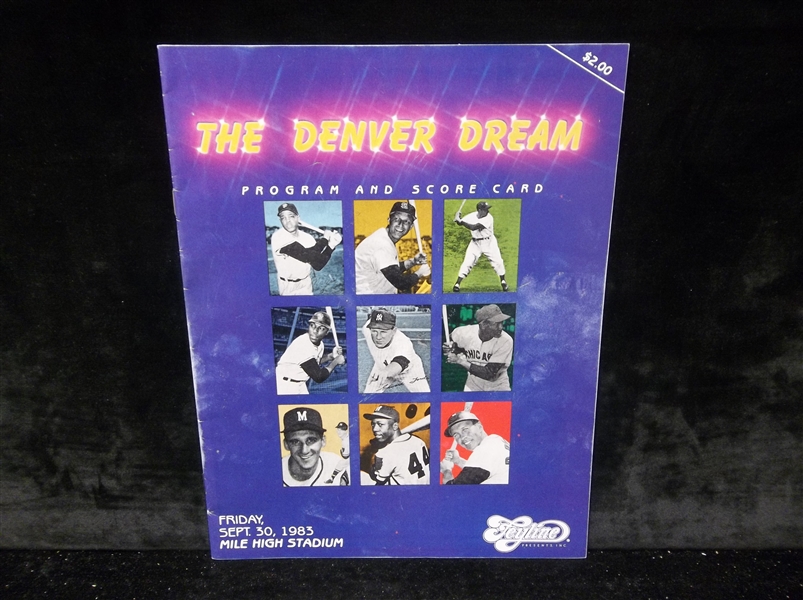 Sept 30, 1983 “The Denver Dream” All Time All Star Baseball Game Program
