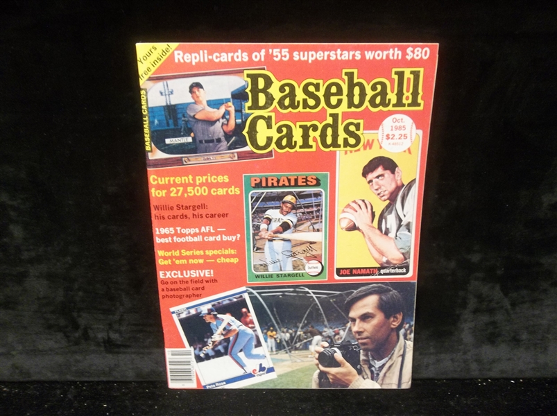 October 1985 Baseball Cards Magazine- 1955 Bowman Reprint Mantle/Banks on sheet inside