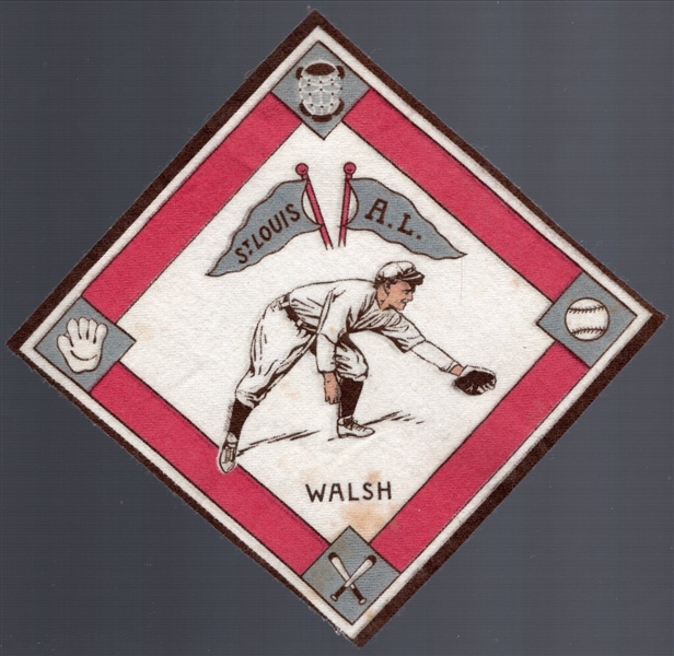1914 B18 Baseball Blanket- Dee Walsh, St. Louis AL- Red basepath version