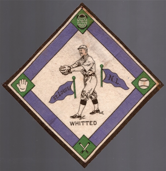 1914 B18 Baseball Blanket- Whitted, St. Louis NL- purple pennants version