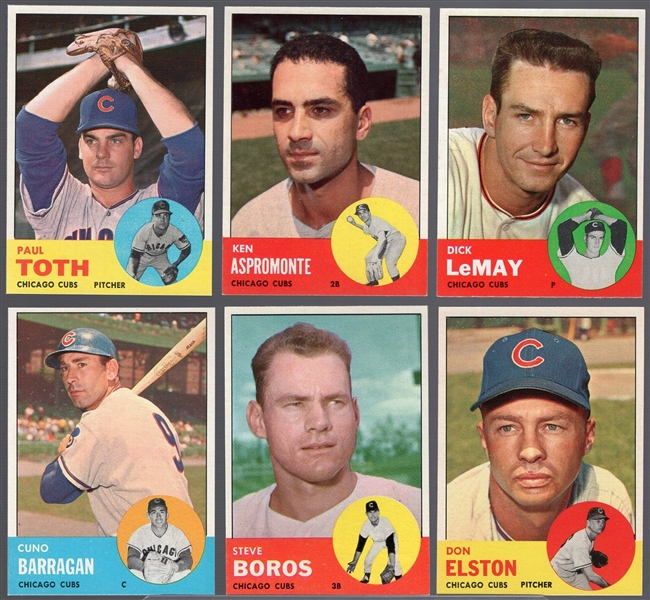 1963 Topps Bb- 6 Diff Cubs