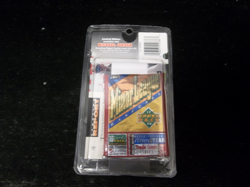 1994 Upper Deck Minor League Baseball- One Unopened Jumbo Pack- In clamshell with jumbo Michael Jordan card on back.