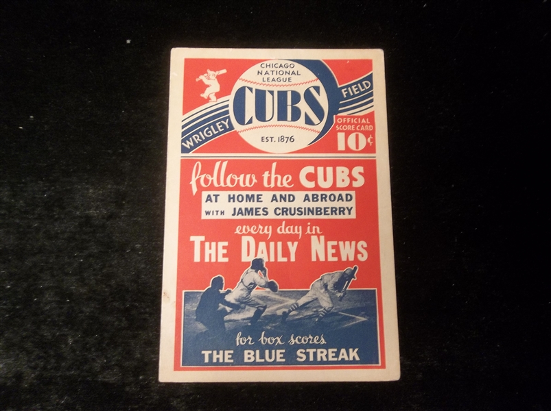 1931 Chicago Cubs Baseball Scorecard vs. St. Louis Cardinals