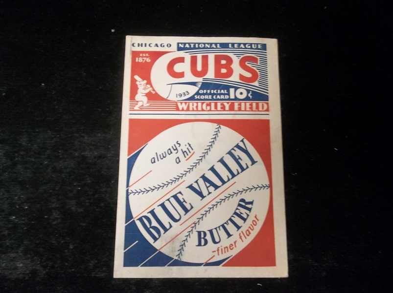 1933 Chicago Cubs Baseball Scorecard vs. St. Louis  Cardinals