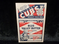 1936 Chicago Cubs Baseball Scorecard vs. NY Giants