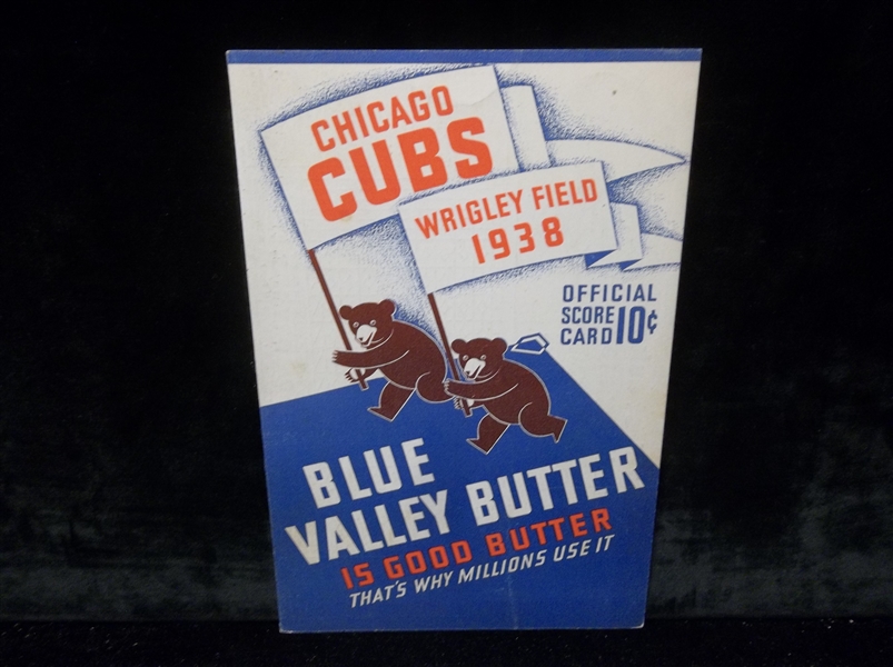 1938 Chicago Cubs Baseball Scorecard vs. St. Louis Cardinals