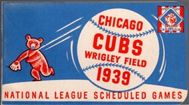 1939 Chicago Cubs -National League Scheduled Games – Schedule Booklet