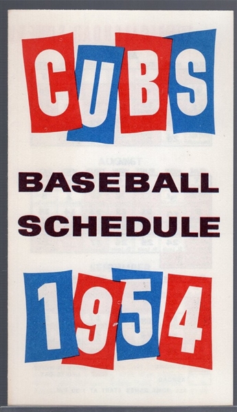 1954 Chicago Cubs- Pocket Schedule