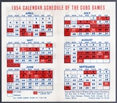 1954 Chicago Cubs- Pocket Schedule