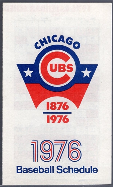1976 Chicago Cubs(“1876/1976)- Pocket Schedule