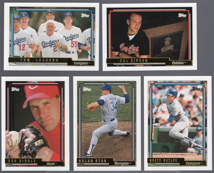 1992 Topps Baseball “Gold” Pre Production Card Set of 9
