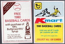1980 Topps Mrs. Butterworth’s and K-Mart Bsbl.- 1 Unopened Cello Pack of Each