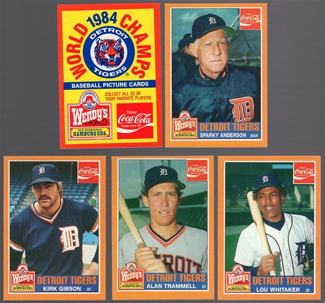 1985 Wendy’s Detroit Tigers World Champions MLB- 1 Complete Set of 23 Cards