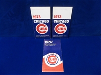 1972/73 Chicago Cubs Baseball Media Guides- 3 Diff