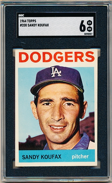 1964 Topps Baseball- #200 Sandy Koufax, Dodgers- SGC 6 (Ex-Nm)