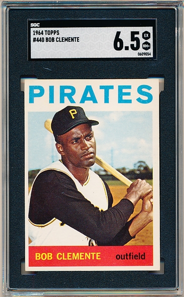 1964 Topps Baseball- #440 Roberto Clemente, Pirates- SGC 6.5 (Ex-NM)