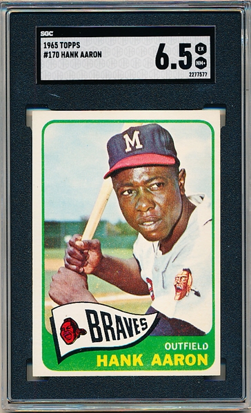 1965 Topps Baseball- #170 Hank Aaron, Braves- SGC 6.5 (Ex-Nm)