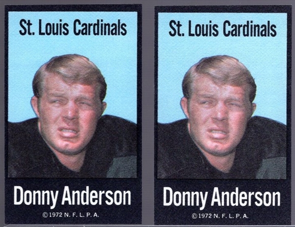 1972 N.F.L.P.A. Football Fabric Cards- Donny Anderson, St. Louis Cardinals- 6 Cards