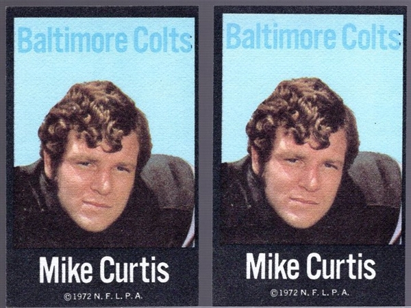 1972 N.F.L.P.A. Football Fabric Cards- Mike Curtis, Baltimore Colts- 6 Cards