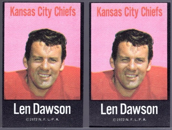 1972 N.F.L.P.A. Football Fabric Cards- Len Dawson, KC Chiefs- 7 Cards