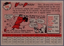 1958 Topps Bb- #420 Vada Pinson RC, Reds