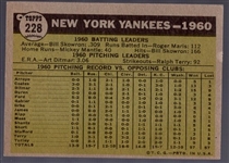 1961 Topps Bb- #228 Yankees Team