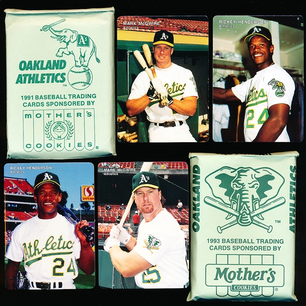 1991 & ’93 Mother’s Cookies Oakland A’s Factory Sets of 28