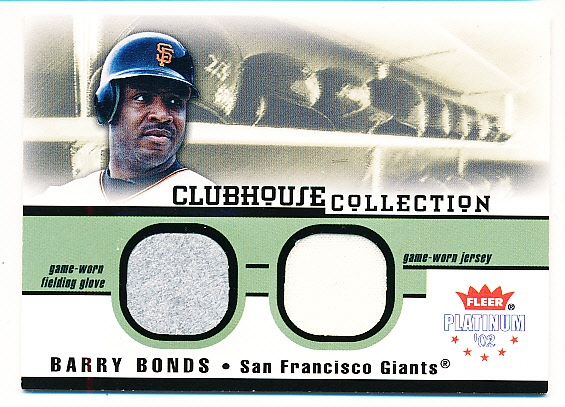 2002 Fleer Platinum Bb- “Clubhouse Collection”- Barry Bonds, Giants