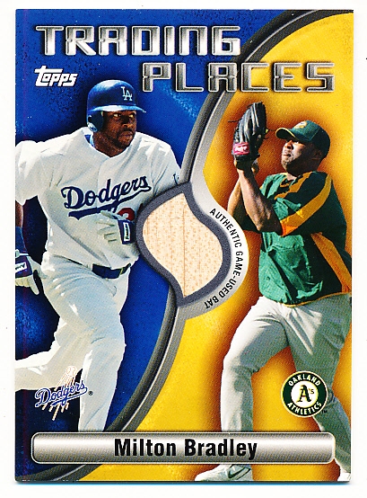 2006 Topps Traded Bb- “Trading Places Relics”- #TPR-MB Milton Bradley, Dodgers/A’s