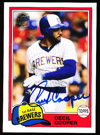 2012 Topps Fan Favorites Archives Bb- “Autographs”- #FFA-CC Cecil Cooper, Brewers (1981)