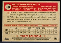 2012 Topps National Collector’s Convention (Baltimore) VIP Promo- #410 Willie Mays, Minneapolis Millers- (1952 Topps Style)