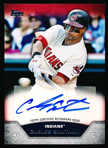 2013 Topps On-Line Exclusive Bb- “Mini Autographs”- #MA-CS Carlos Santana, Indians