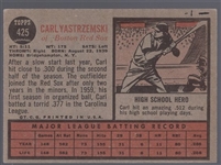 1962 Topps Bb- #425 Carl Yastrzemski, Red Sox