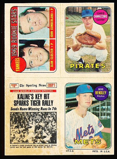 1969 Topps Bb- 4 in 1 Closter-Cumberland/ Cannizzaro/ Kaline WS/ Hendley