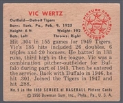 1950 Bowman Bb- #9 Vic Wertz, Tigers