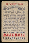 1951 Bowman Baseball- #1 Whitey Ford, Yankees