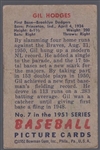 1951 Bowman Baseball- #7 Gil Hodges, Dodgers