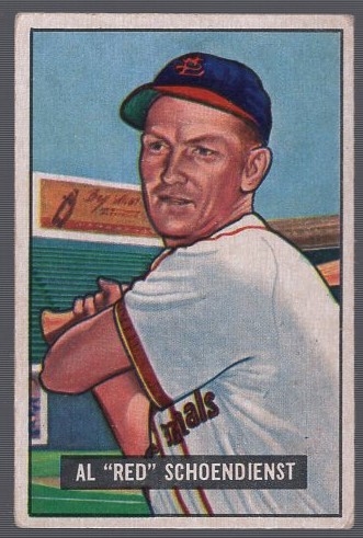 1951 Bowman Baseball- #10 Red Schoendienst, Cardinals