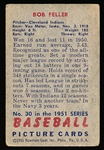 1951 Bowman Bb- #30 Bob Feller, Indians
