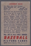 1951 Bowman Bb- #50 Johnny Mize, Yankees