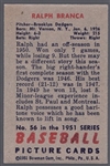 1951 Bowman Bb- #56 Ralph Branca, Dodgers