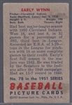 1951 Bowman Bb- #78 Early Wynn, Cleveland