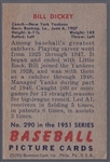 1951 Bowman Bb- #290 Bill Dickey, Yankees- Hi#