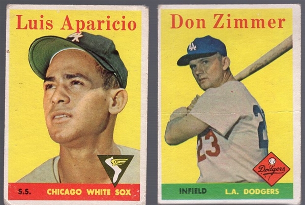 1958 Topps Bb- 2 Diff Yellow Team Variations