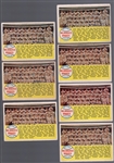 1958 Topps Bb- #377 Milwaukee Braves- 7 Team Cards- all with alphabetical backs