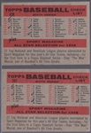 1958 Topps Bb- 2 Diff Team Cards- Numerical Checklist backs variation