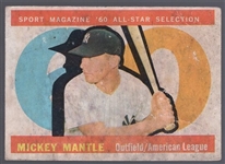 1960 Topps Bb- #563 Mickey Mantle All Star -Hi#